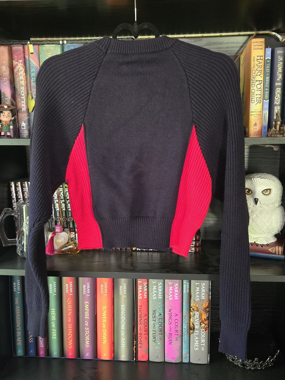 Zara Women's Navy Sweater with Red Side Panels - Picture 2 of 5